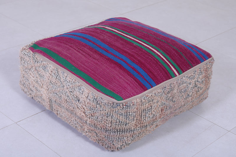 Moroccan handmade ottoman rug pouf 24’’ X 24” X 7.8’’ - Moroccan kilim pouf