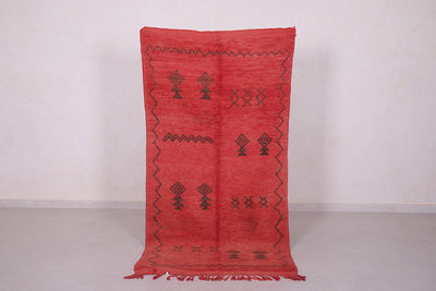 Red vintage moroccan handwoven kilim rug 3.5 FT X 7.1 FT