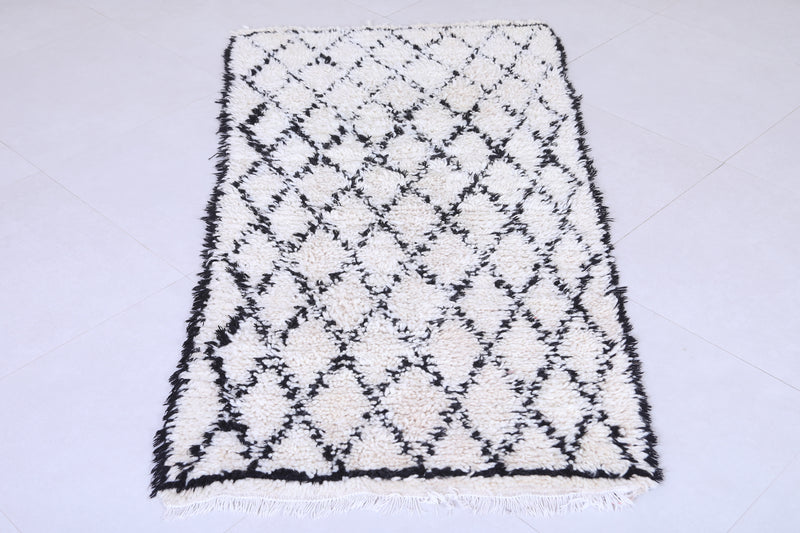 Black And White Moroccan Rug Runner 2.2 X 5.8 Feet