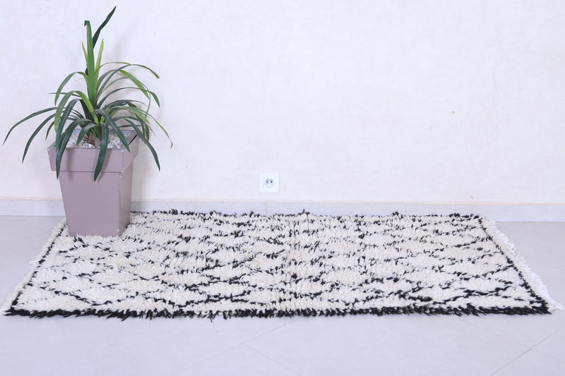 Black And White Moroccan Rug Runner 2.2 X 5.8 Feet