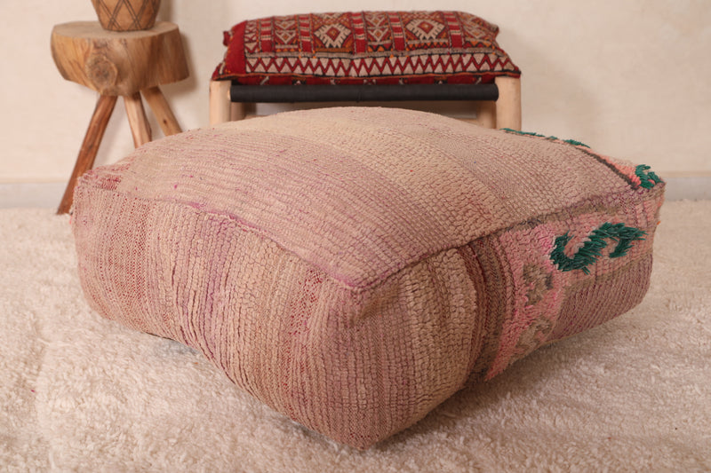 Vintage Handwoven Kilim Pouf Cushion - DEFERENT MOROCCAN RUGS