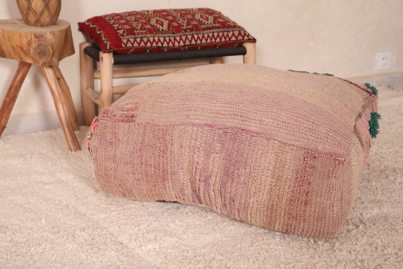 Vintage Handwoven Kilim Pouf Cushion - DEFERENT MOROCCAN RUGS