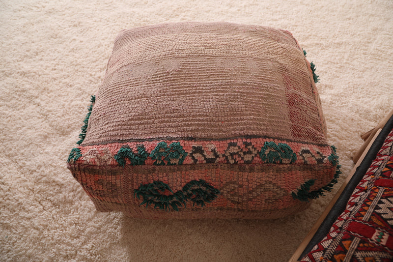 Vintage Handwoven Kilim Pouf Cushion - DEFERENT MOROCCAN RUGS