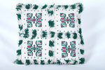 White & Green Moroccan pillow 20.4 INCHES X 20.8 INCHES