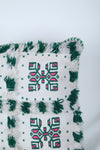 White & Green Moroccan pillow 20.4 INCHES X 20.8 INCHES