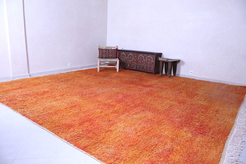 Custom orange handmade rug - Moroccan berber carpet