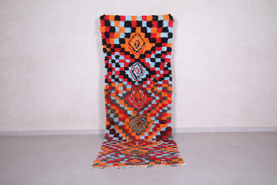 Colorful handmade runner rug 3.4 X 9.3 Feet