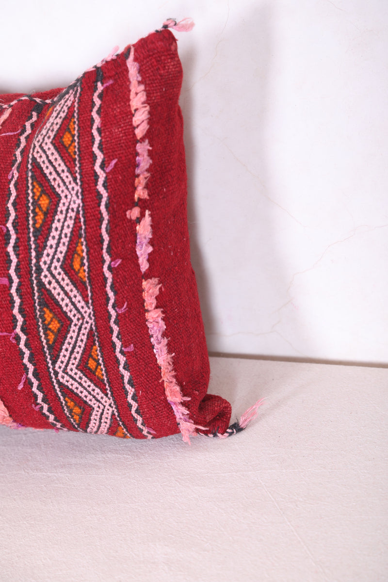 Red Moroccan Kilim Pillow 14.5 INCHES X 23.6 INCHES