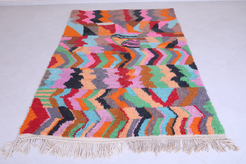 Colourful handmade moroccan contemporary rug 5 FT X 8.3 FT