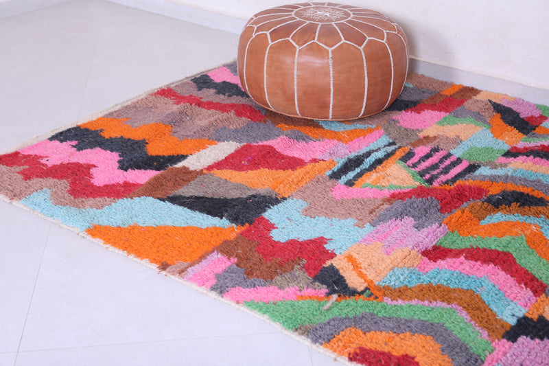 Colourful handmade moroccan contemporary rug 5 FT X 8.3 FT