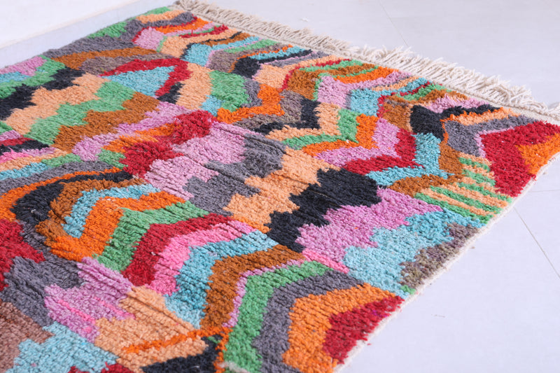 Colourful handmade moroccan contemporary rug 5 FT X 8.3 FT