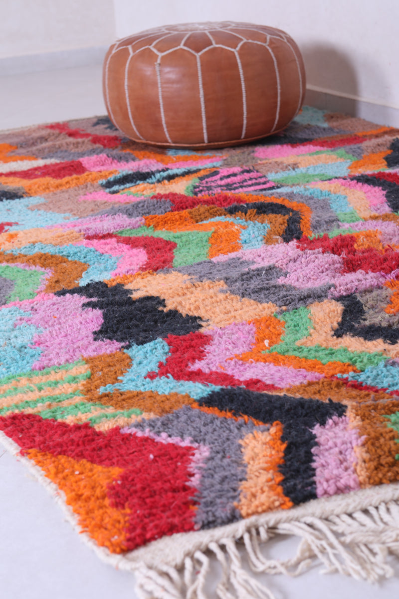 Colourful handmade moroccan contemporary rug 5 FT X 8.3 FT