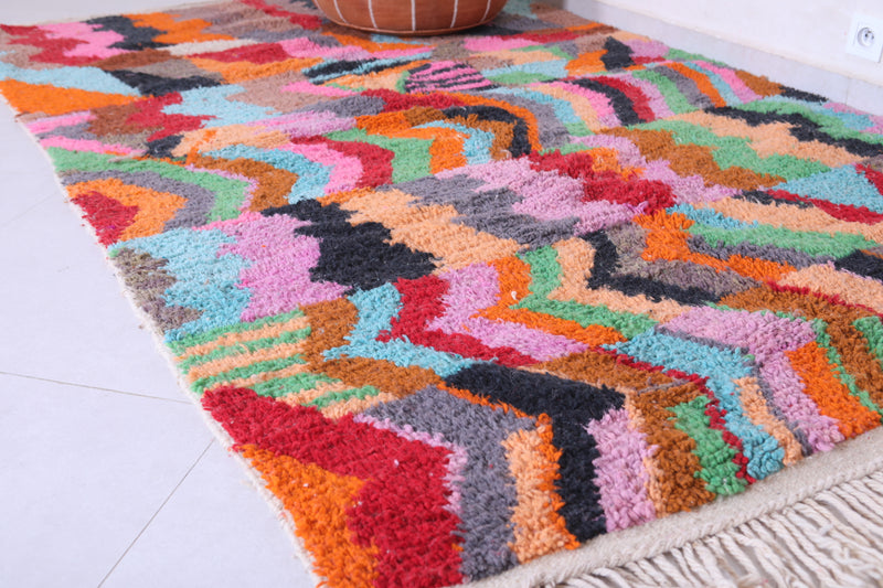 Colourful handmade moroccan contemporary rug 5 FT X 8.3 FT