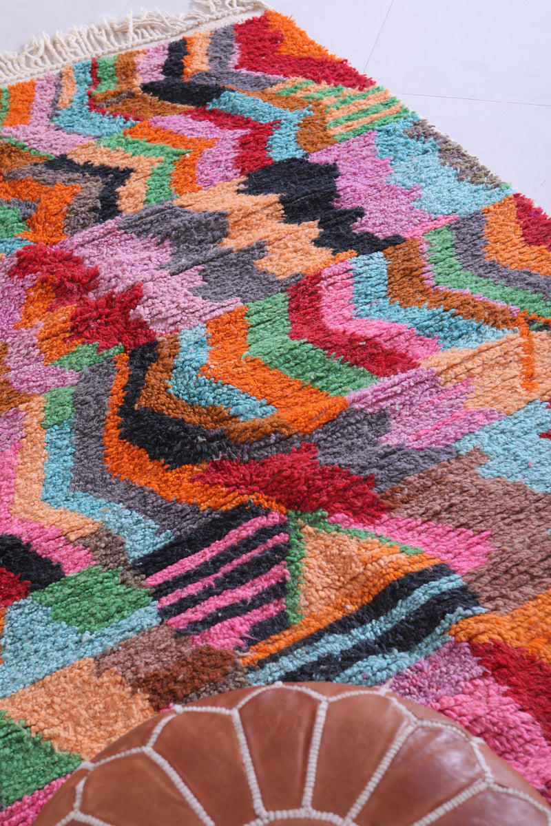 Colourful handmade moroccan contemporary rug 5 FT X 8.3 FT