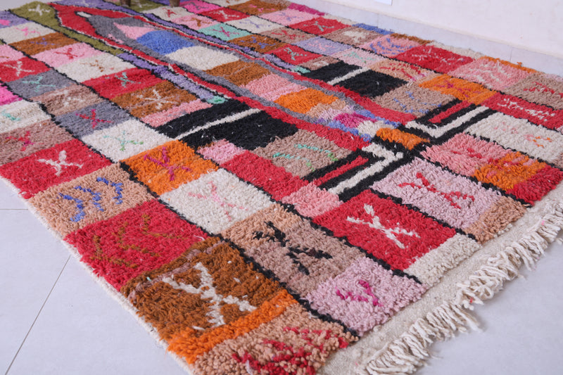 Colourful handmade moroccan contemporary rug 5.2 FT X 8.4 FT