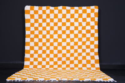 Yellow Checkered rug - Moroccan checkered rug - Yellow rug