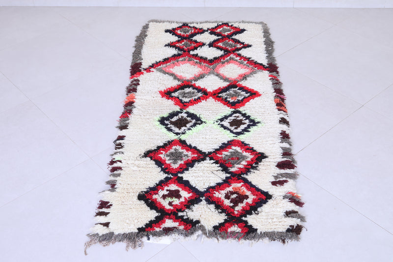 Vintage handmade moroccan berber runner rug 2.4 FT X 5.5 FT