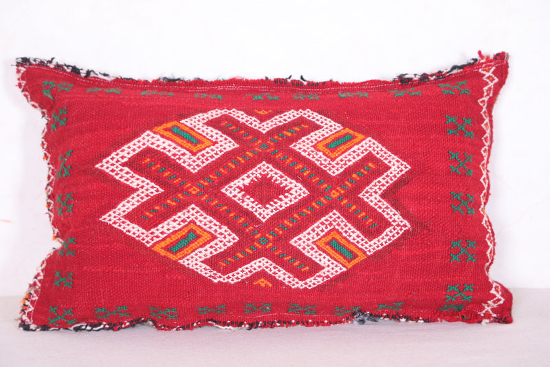 Red Moroccan Kilim Pillow 14.9 INCHES X 24 INCHES