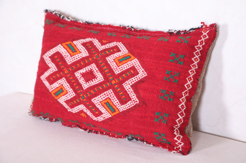 Red Moroccan Kilim Pillow 14.9 INCHES X 24 INCHES