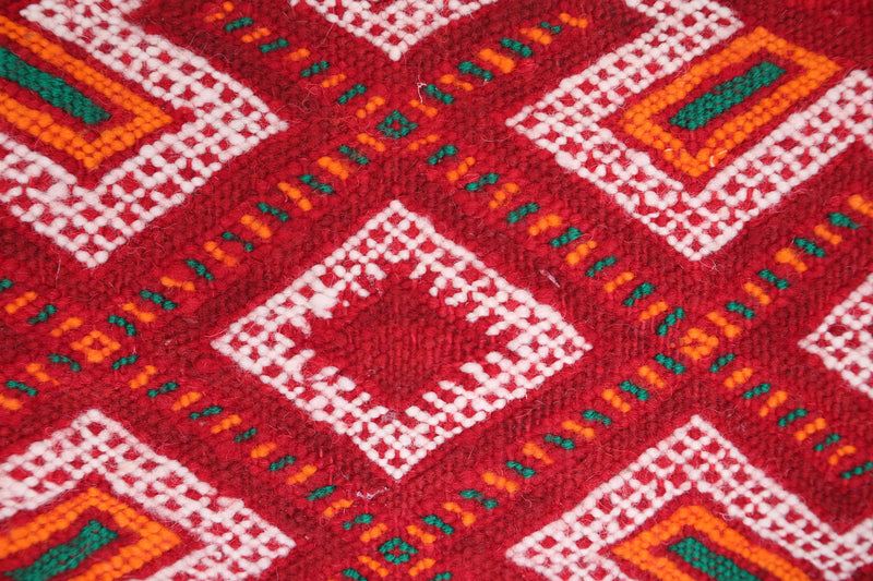 Red Moroccan Kilim Pillow 14.9 INCHES X 24 INCHES