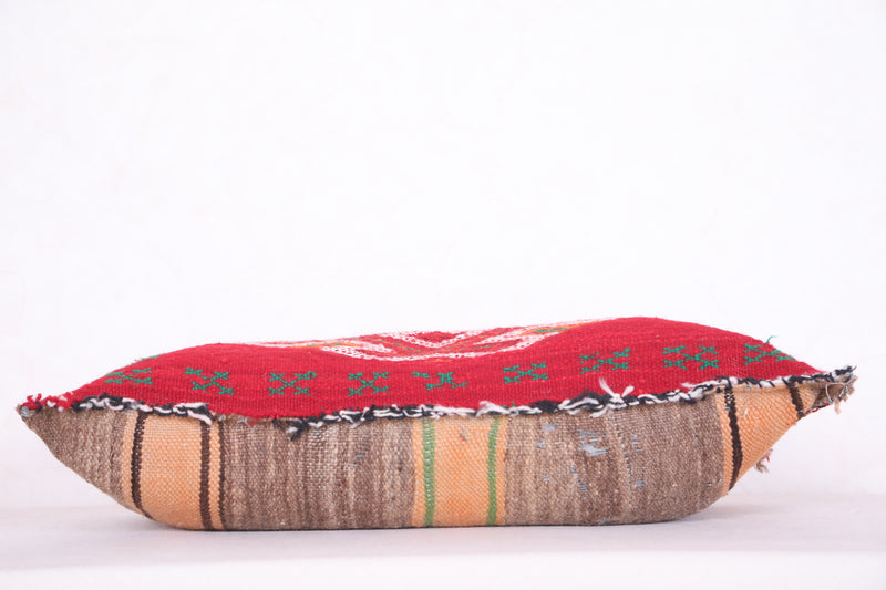 Red Moroccan Kilim Pillow 14.9 INCHES X 24 INCHES