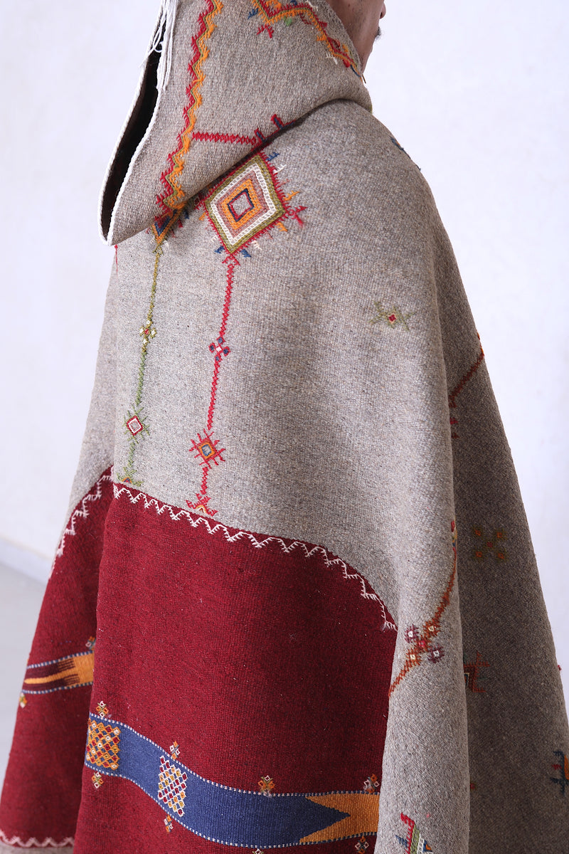 Vintage berber cape, handmade selham cape