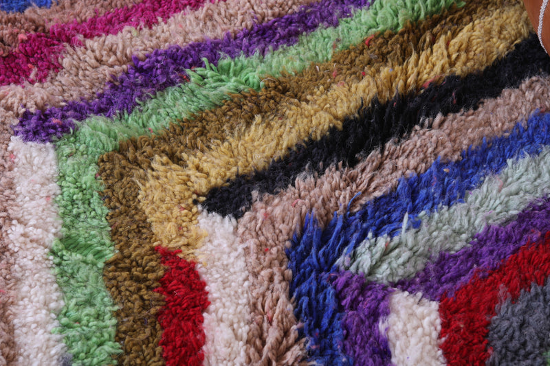 Colourful handmade vintage moroccan contemporary rug 5 FT X 7.9 FT