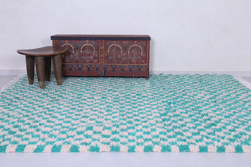 Moroccan berber rug - green Checkered handmade rug - Custom Rug