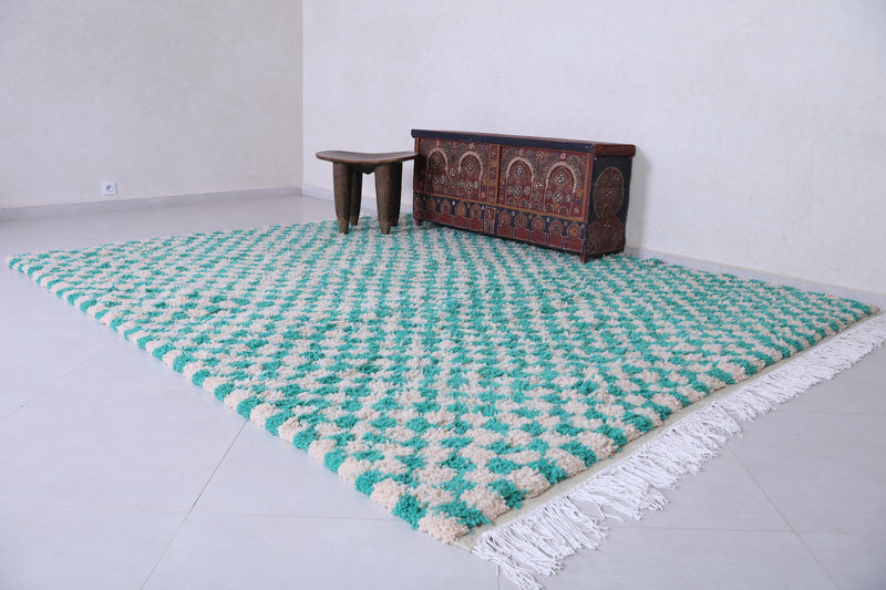 Moroccan berber rug - green Checkered handmade rug - Custom Rug