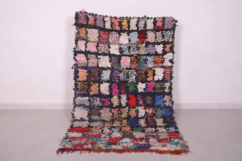 Multicolored Moroccan Boucherouite rug 3.7 x 6.1 Feet