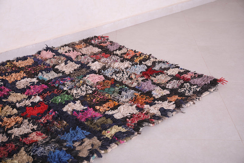 Multicolored Moroccan Boucherouite rug 3.7 x 6.1 Feet