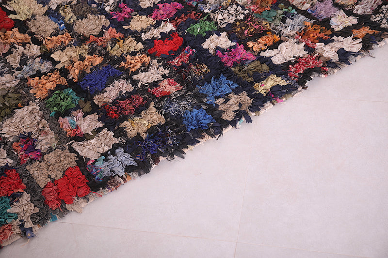 Multicolored Moroccan Boucherouite rug 3.7 x 6.1 Feet