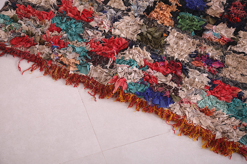 Multicolored Moroccan Boucherouite rug 3.7 x 6.1 Feet