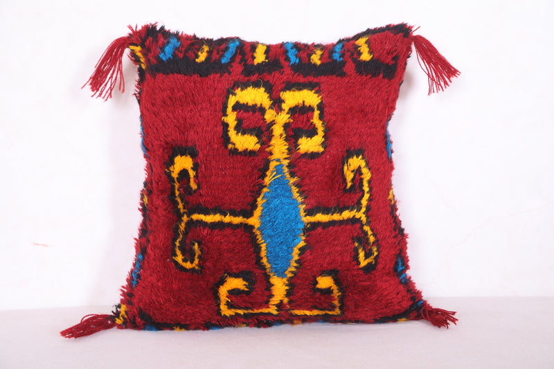 Red Moroccan pillow 17.3 INCHES X 18.5 INCHES