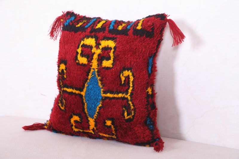 Red Moroccan pillow 17.3 INCHES X 18.5 INCHES