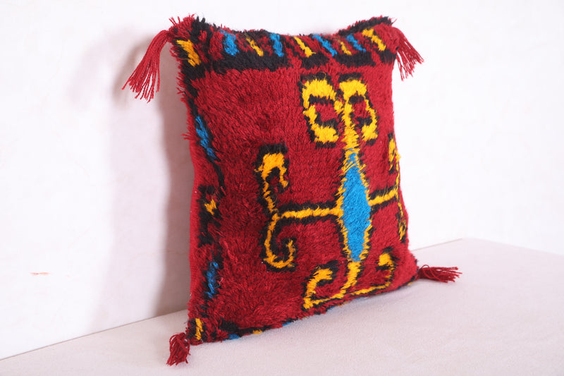 Red Moroccan pillow 17.3 INCHES X 18.5 INCHES