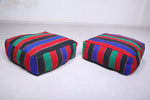 Two Moroccan Kilim berber Poufs in dark colors