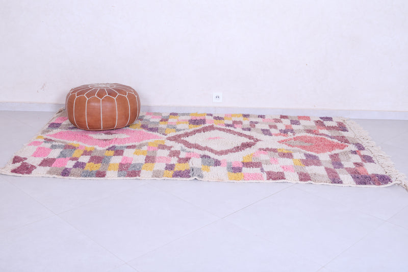 Colourful handmade moroccan berber contemporary rug 4.7 FT X 8.2 FT