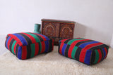 Two Moroccan Kilim berber Poufs in dark colors