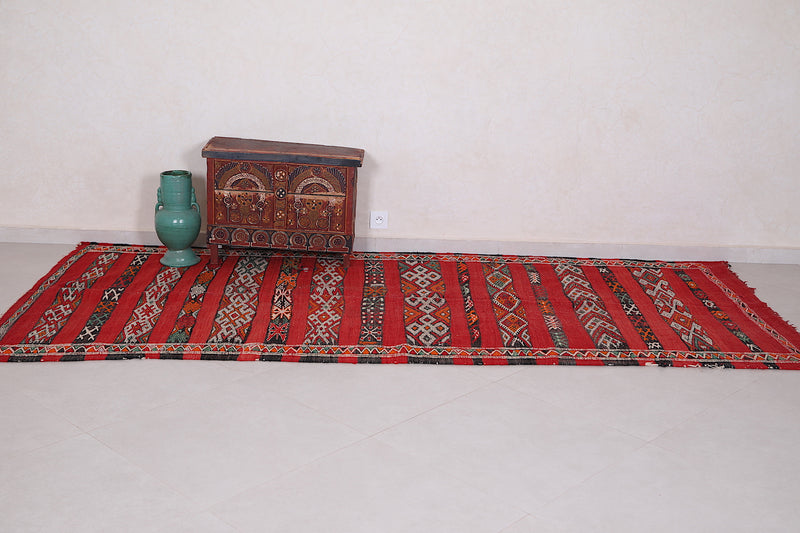 Handwoven Moroccan Kilim 4.4 FT X 10.1 FT