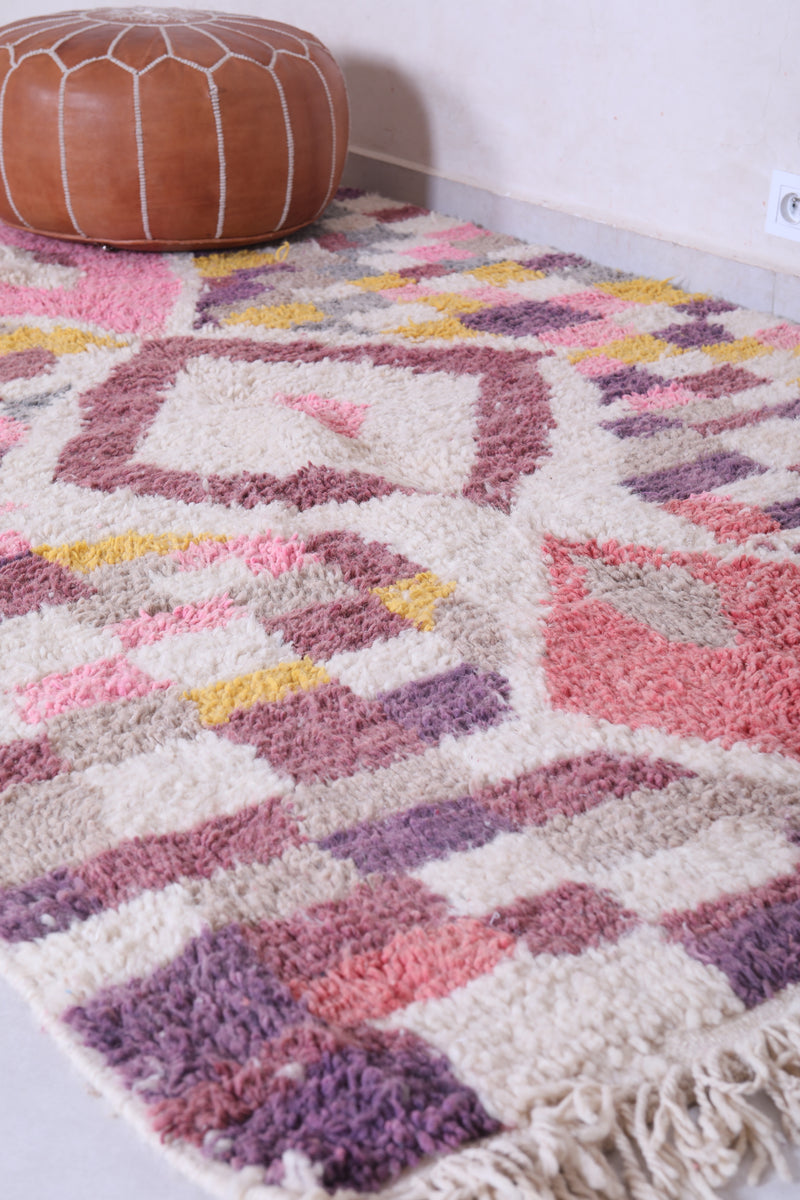 Colourful handmade moroccan berber contemporary rug 4.7 FT X 8.2 FT