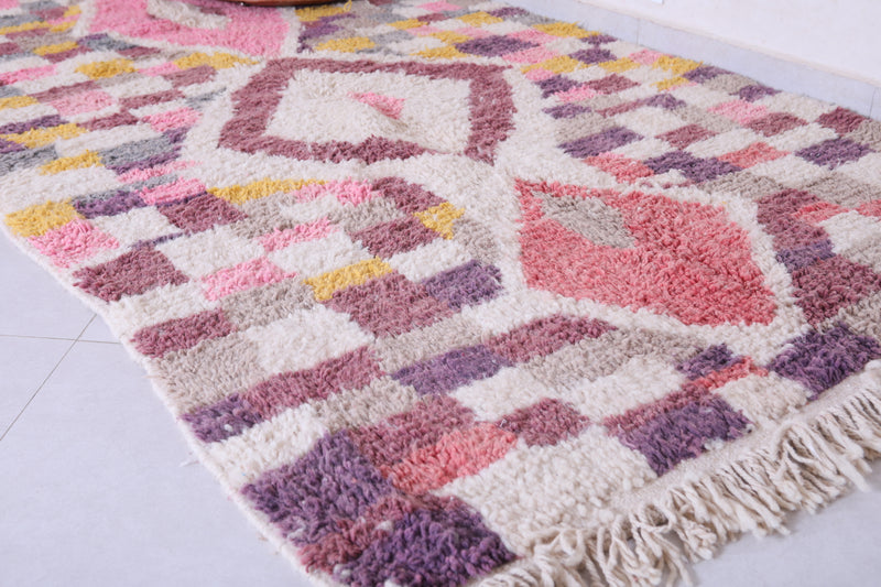 Colourful handmade moroccan berber contemporary rug 4.7 FT X 8.2 FT