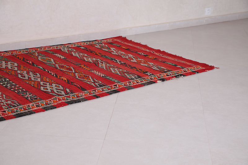 Handwoven Moroccan Kilim 4.4 FT X 10.1 FT