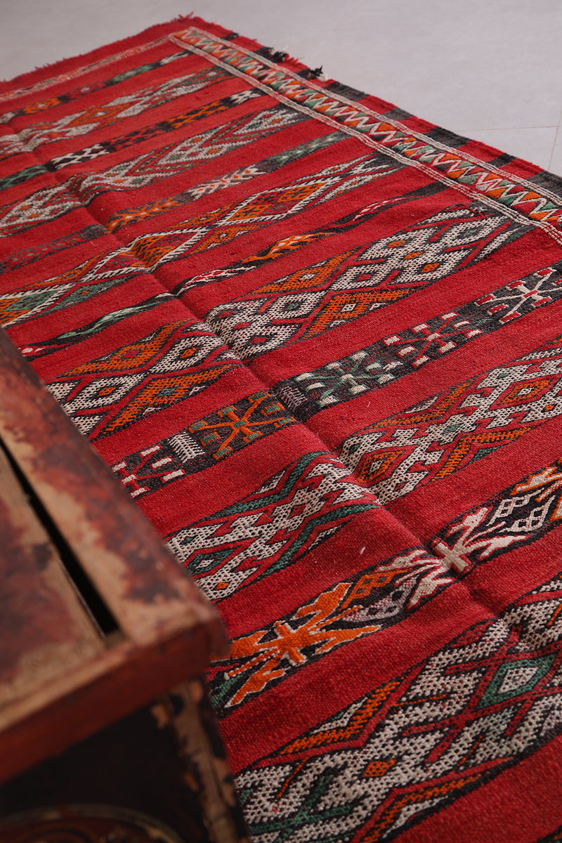 Handwoven Moroccan Kilim 4.4 FT X 10.1 FT