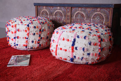 Two moroccan berber kilim round pouf - Moroccan kilim pouf