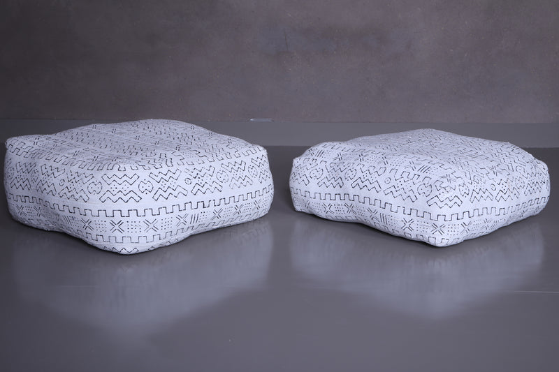 Two handwoven berber moroccan kilim poufs