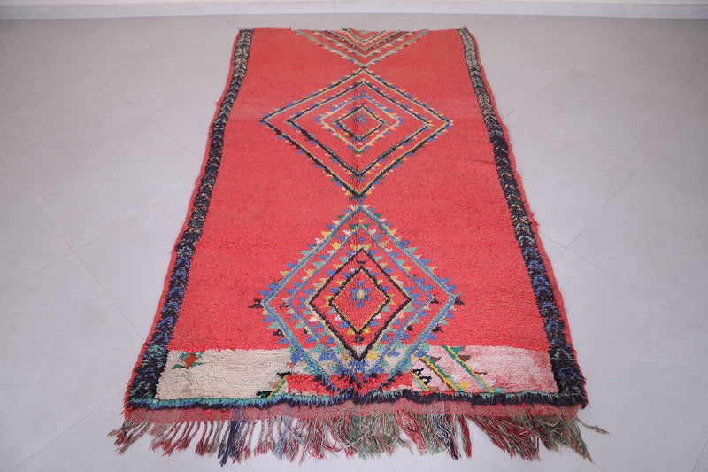 Red Moroccan Rug 4.1 X 7.4 Feet