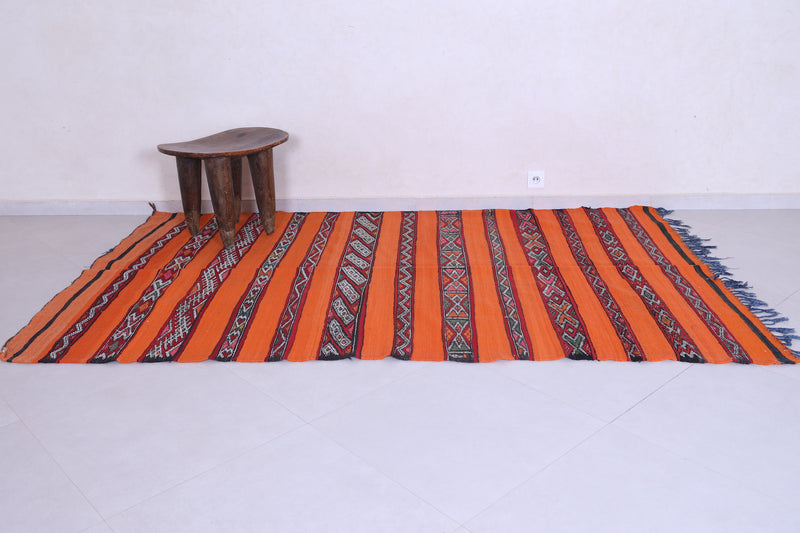 Orange moroccan berber kilim 5.1 FT X 8.1 FT