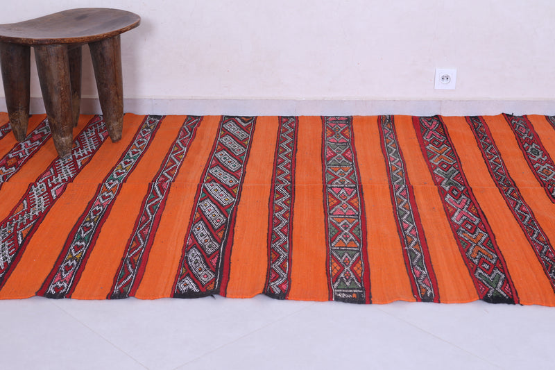 Orange moroccan berber kilim 5.1 FT X 8.1 FT