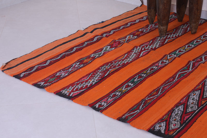 Orange moroccan berber kilim 5.1 FT X 8.1 FT